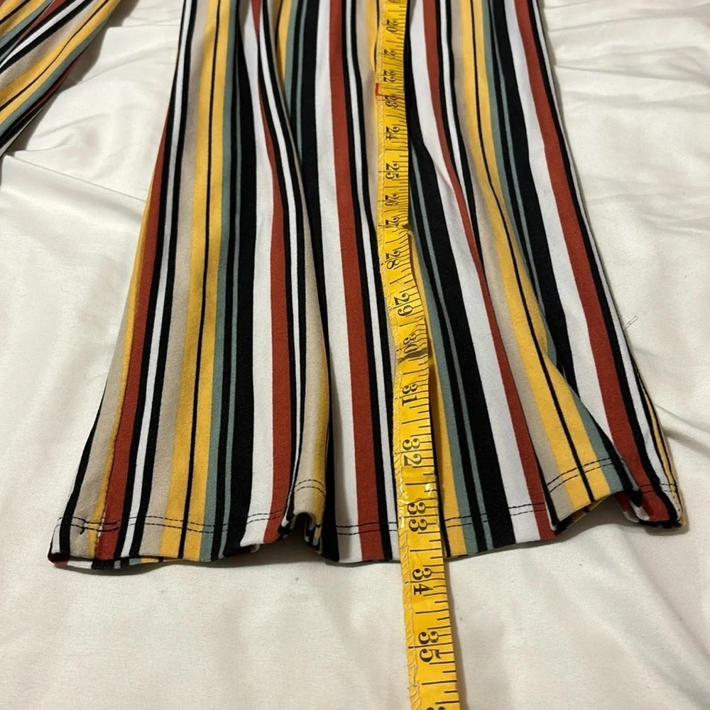 Women’s Wide Leg Pull On Stretch
Stripes Tie Belt Boho Pants - Picture 3 of 7